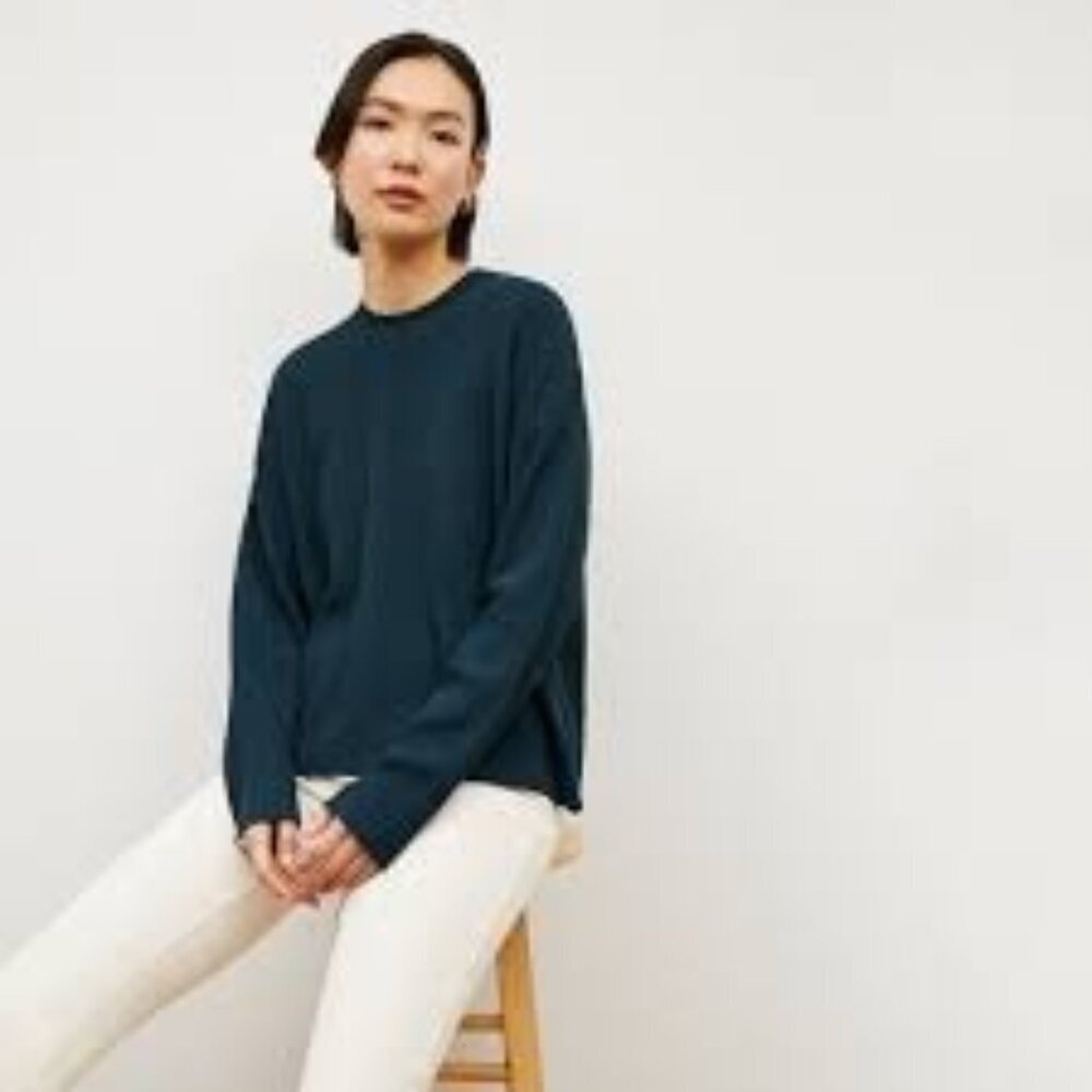 M.M. LaFleur Women's The Tyler Pullover Top Geo Micro Knit Long Sleeve Pullover